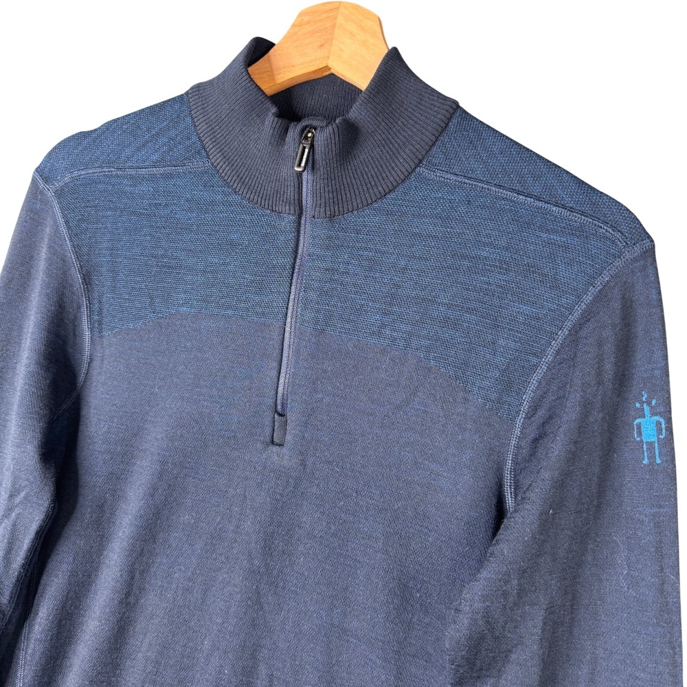 Smartwool Intraknit Merino 200 1/4 Zip Navy Blue Pullover Mens Medium SW016260